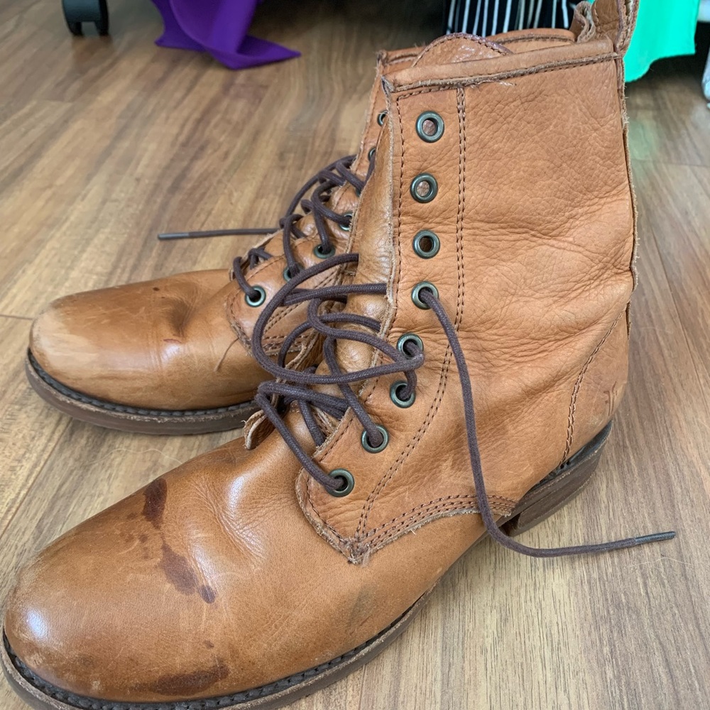 Frye leather lace up boots